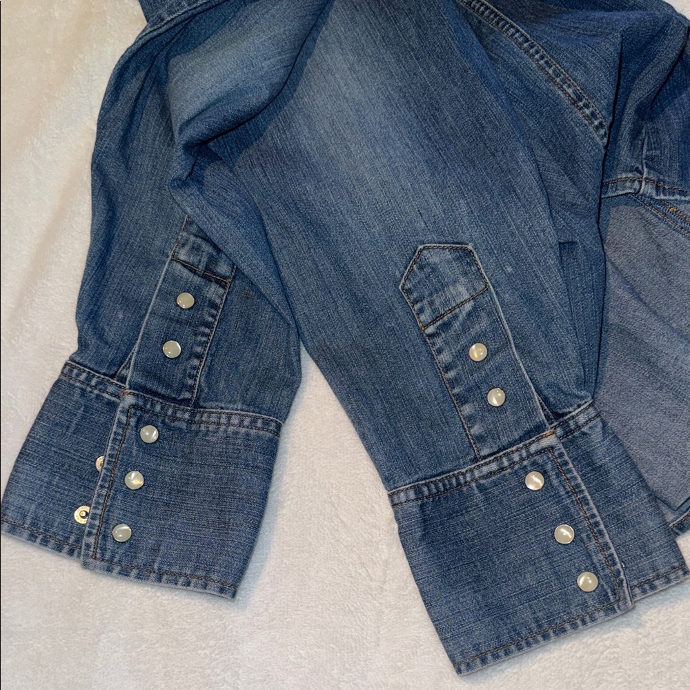 GAP Blue Denim Western-Style Snap Shirt - Picture 4 of 4